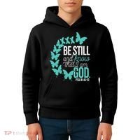 Be Still God Verse Butterfly Arc Christian Faith Kids Hoodie thumb 4