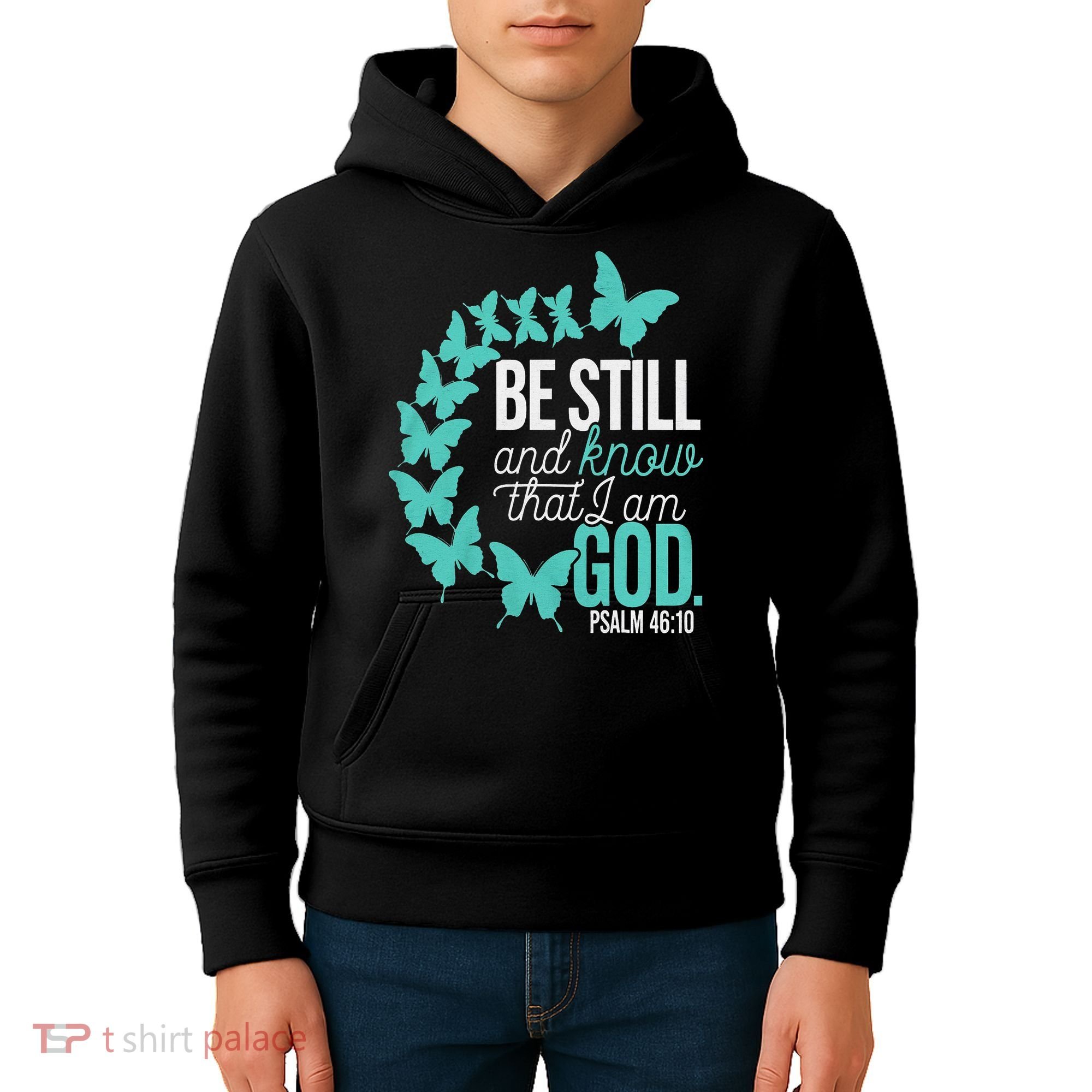 Be Still God Verse Butterfly Arc Christian Faith Kids Hoodie