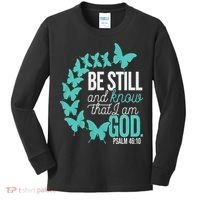Be Still God Verse Butterfly Arc Christian Faith Kids Long Sleeve Shirt thumb 0