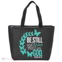 Be Still God Verse Butterfly Arc Christian Faith Tote Bag thumb 0