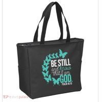 Be Still God Verse Butterfly Arc Christian Faith Tote Bag thumb 2