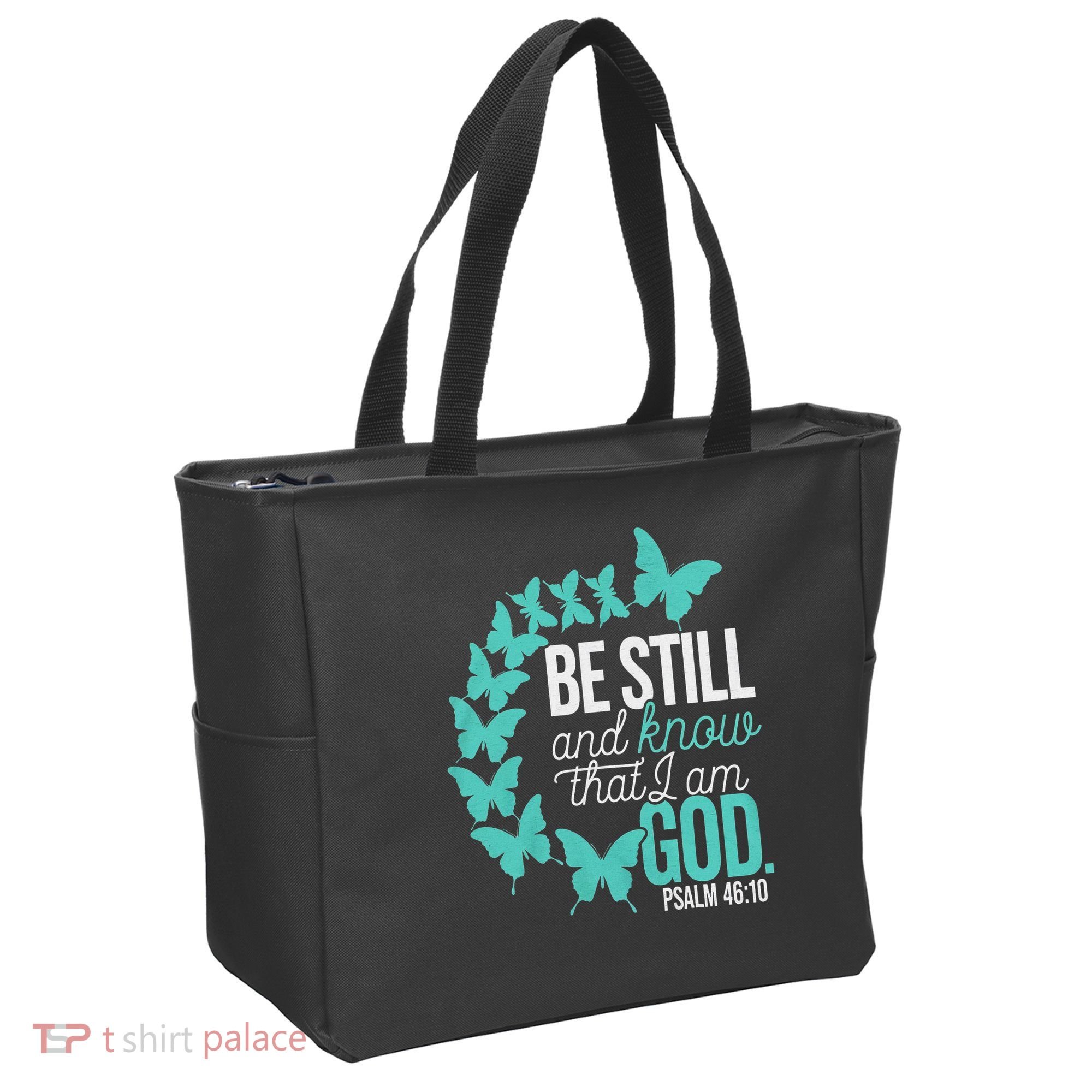 Be Still God Verse Butterfly Arc Christian Faith Tote Bag