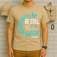 Be Still God Verse Butterfly Arc Christian Faith T-Shirt thumb 6