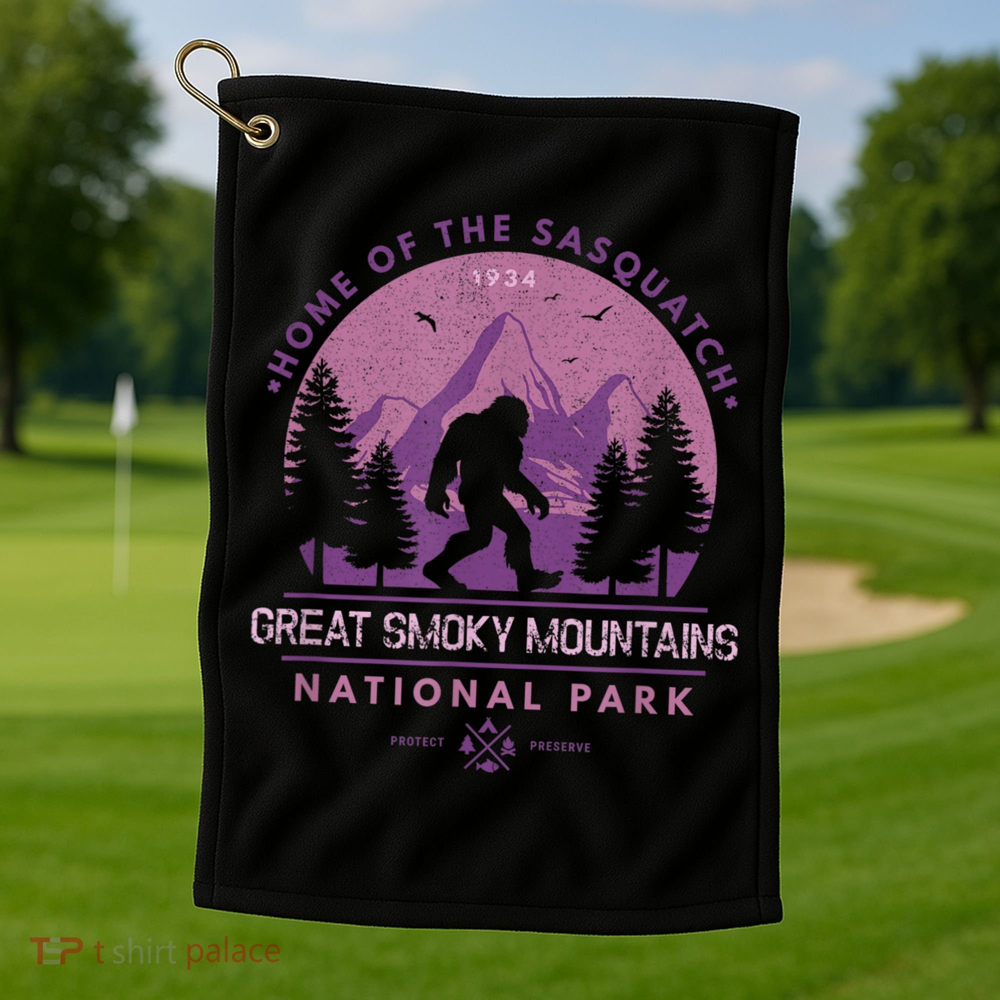 Bigfoot Sasquatch Great Smoky Mountains National Park Golf Towel