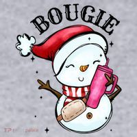 Bougie Snowman Holding A Tumbler Women's Racerback Cropped Tank thumb 2