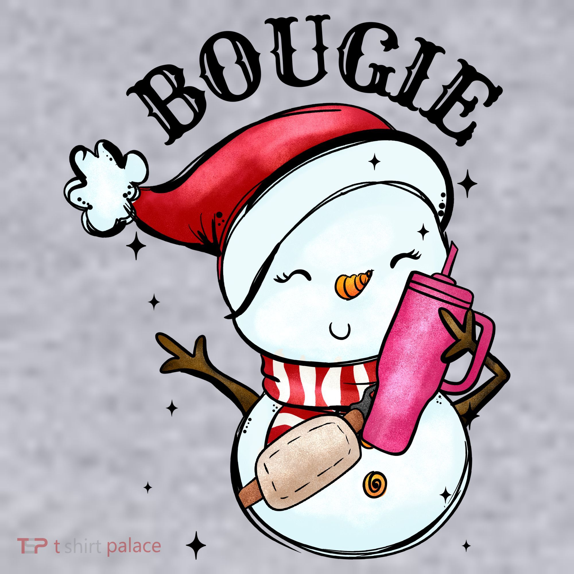 Bougie Snowman Holding A Tumbler Women's Racerback Cropped Tank