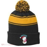 Bougie Snowman Holding A Tumbler Stripe Pom Pom Beanie thumb 0