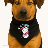 Bougie Snowman Holding A Tumbler USA-Made Doggie Bandana thumb 1