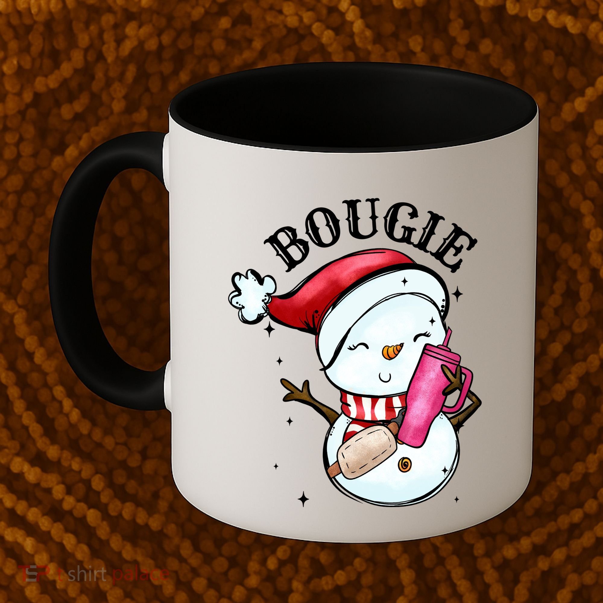 Bougie Snowman Holding A Tumbler Coffee Mug