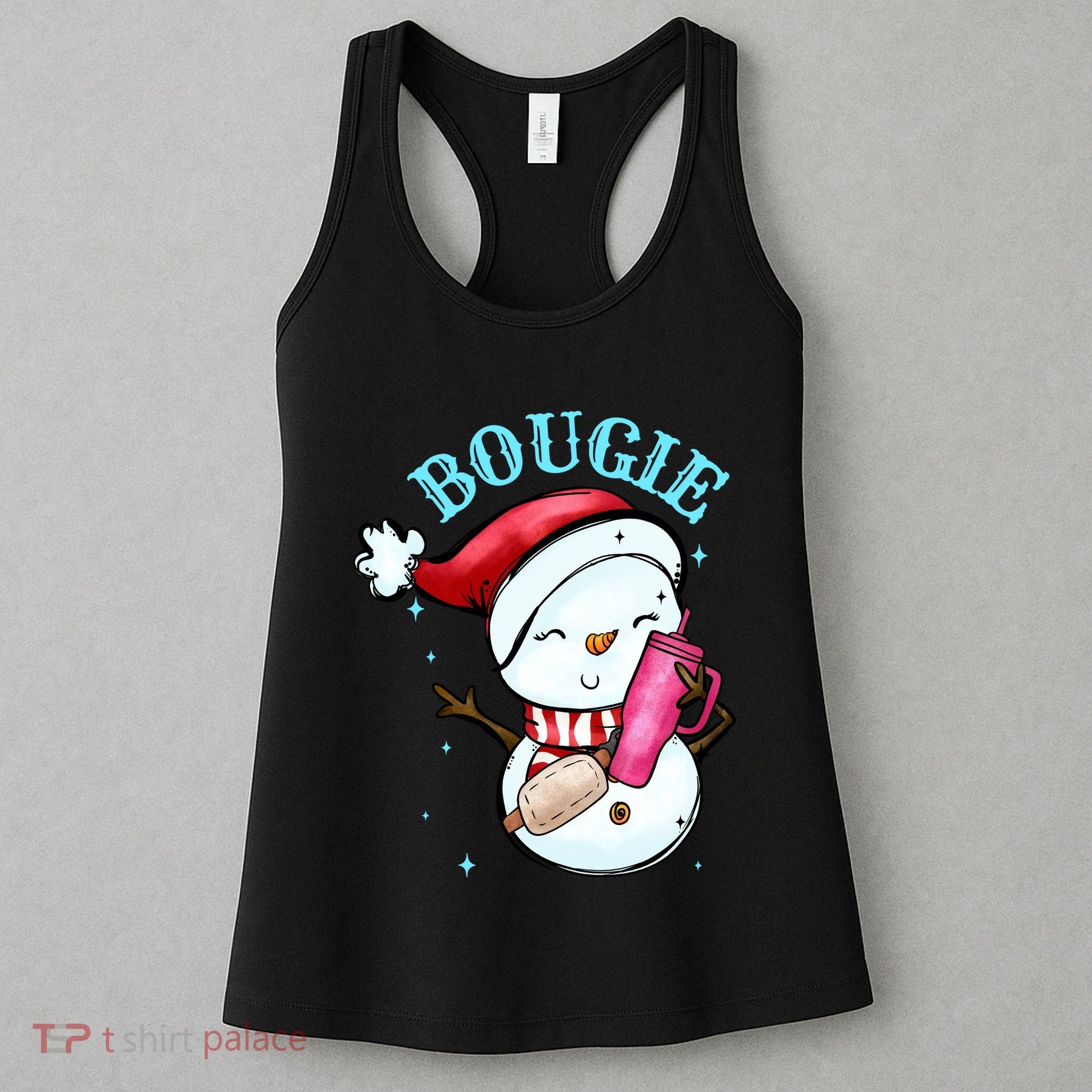 Bougie Snowman Holding A Tumbler Women's Tank Top