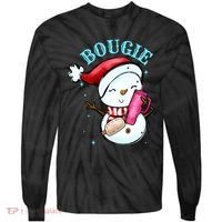 Bougie Snowman Holding A Tumbler Tie-Dye Long Sleeve Shirt thumb 0