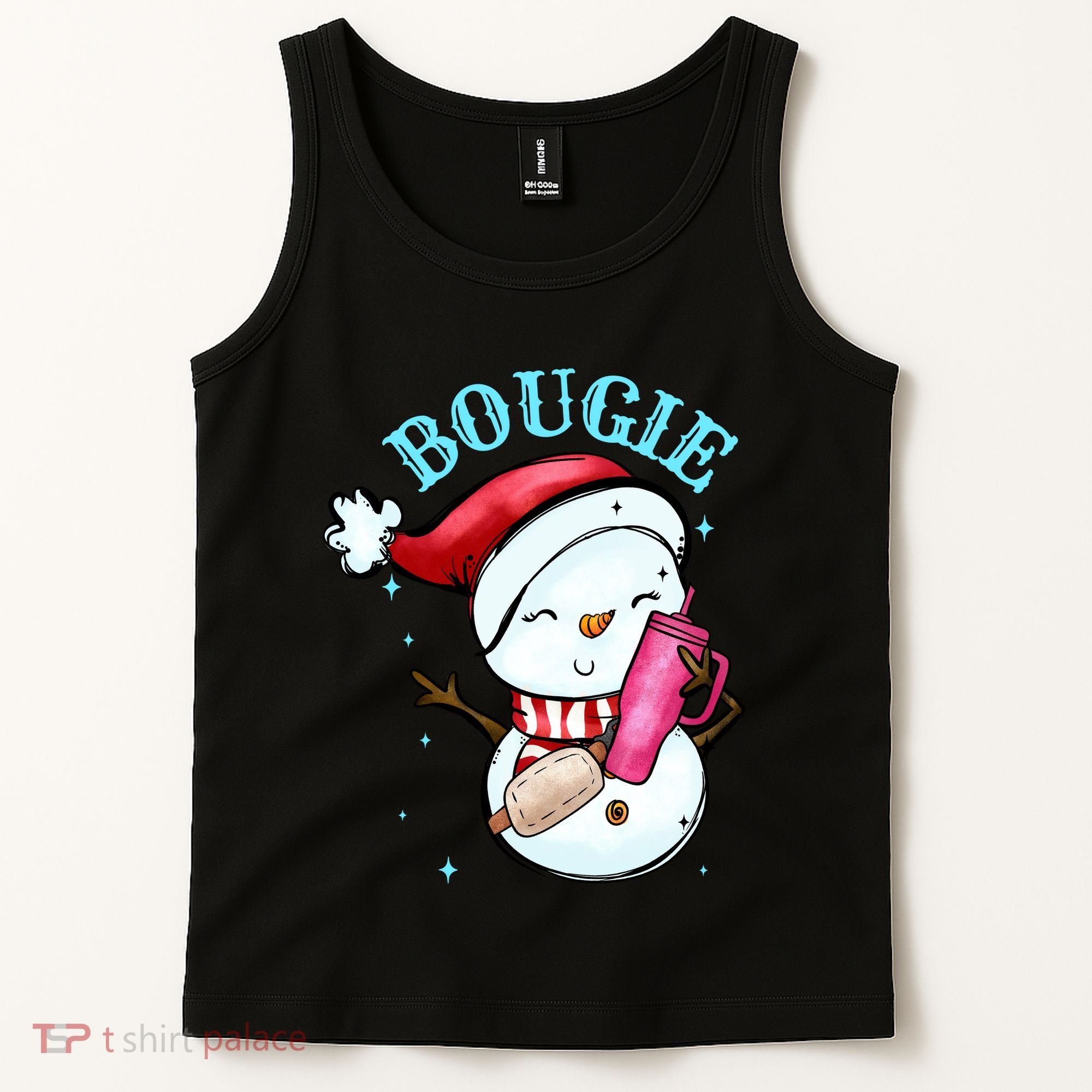 Bougie Snowman Holding A Tumbler Tank Top