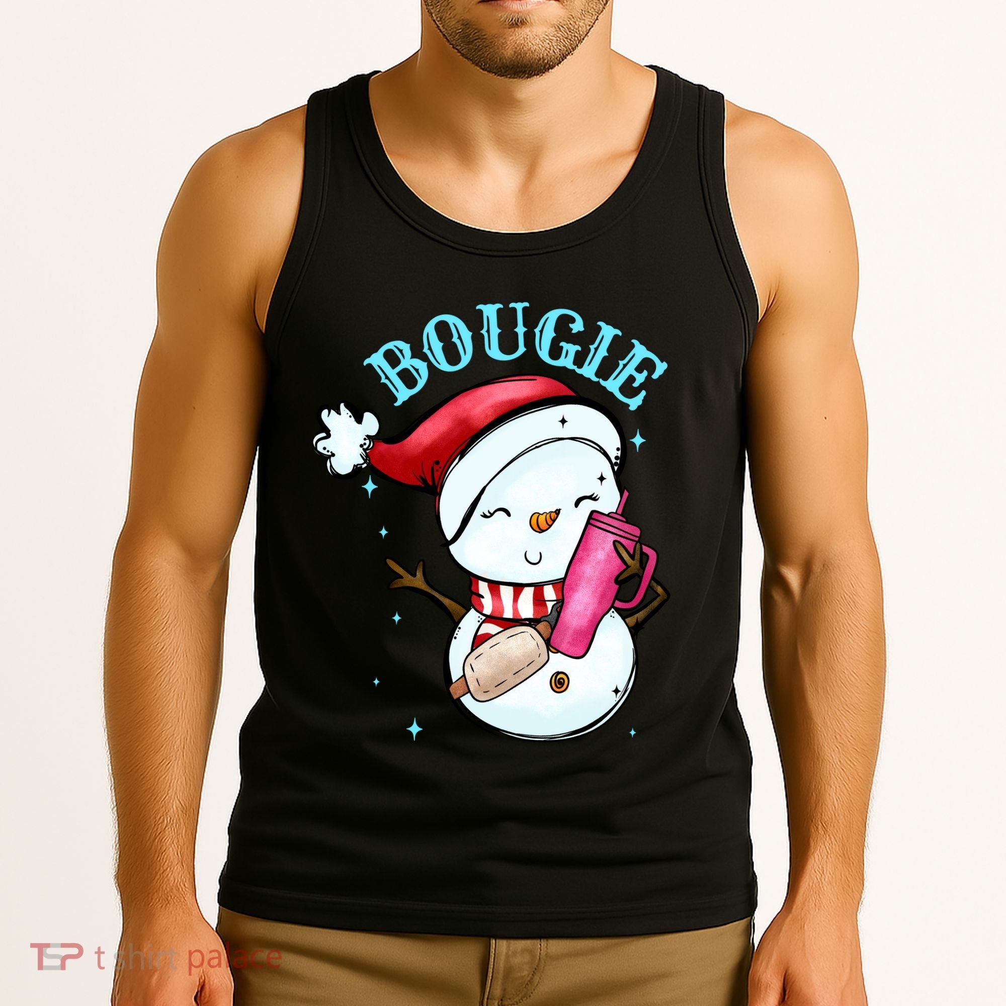 Bougie Snowman Holding A Tumbler Tank Top