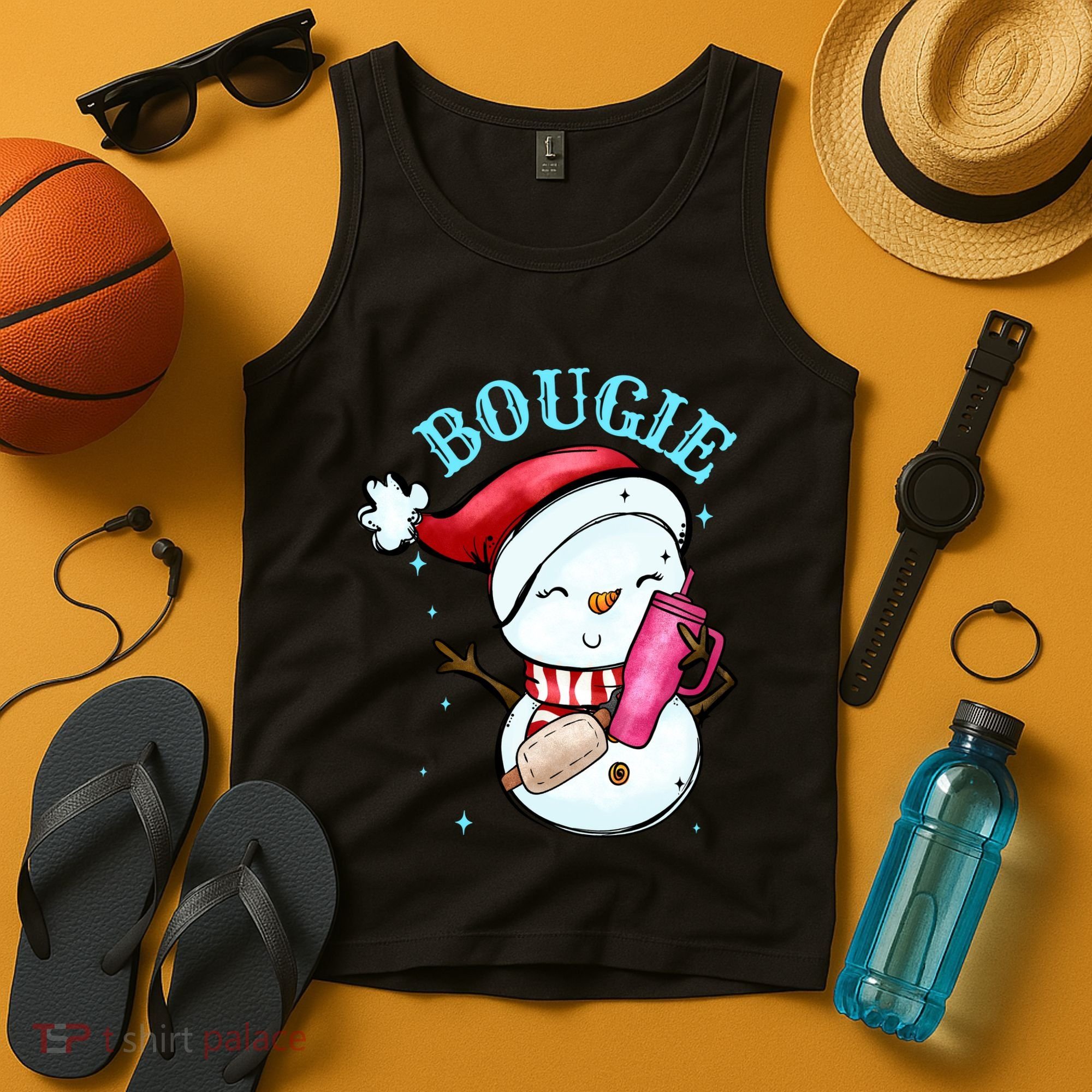 Bougie Snowman Holding A Tumbler Tank Top