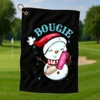 Bougie Snowman Holding A Tumbler Golf Towel thumb 1