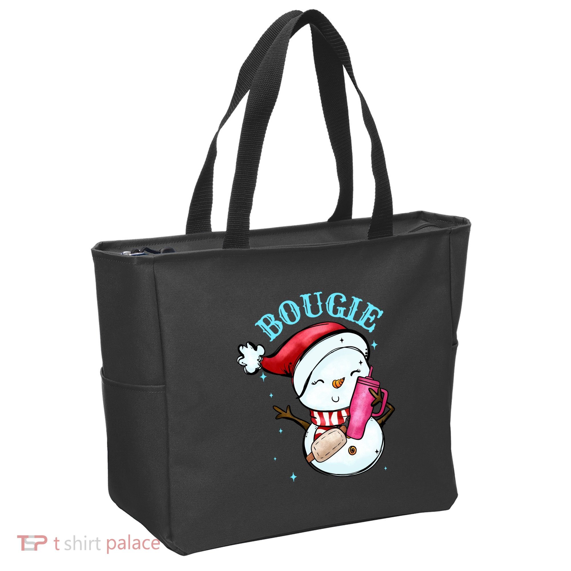 Bougie Snowman Holding A Tumbler Tote Bag