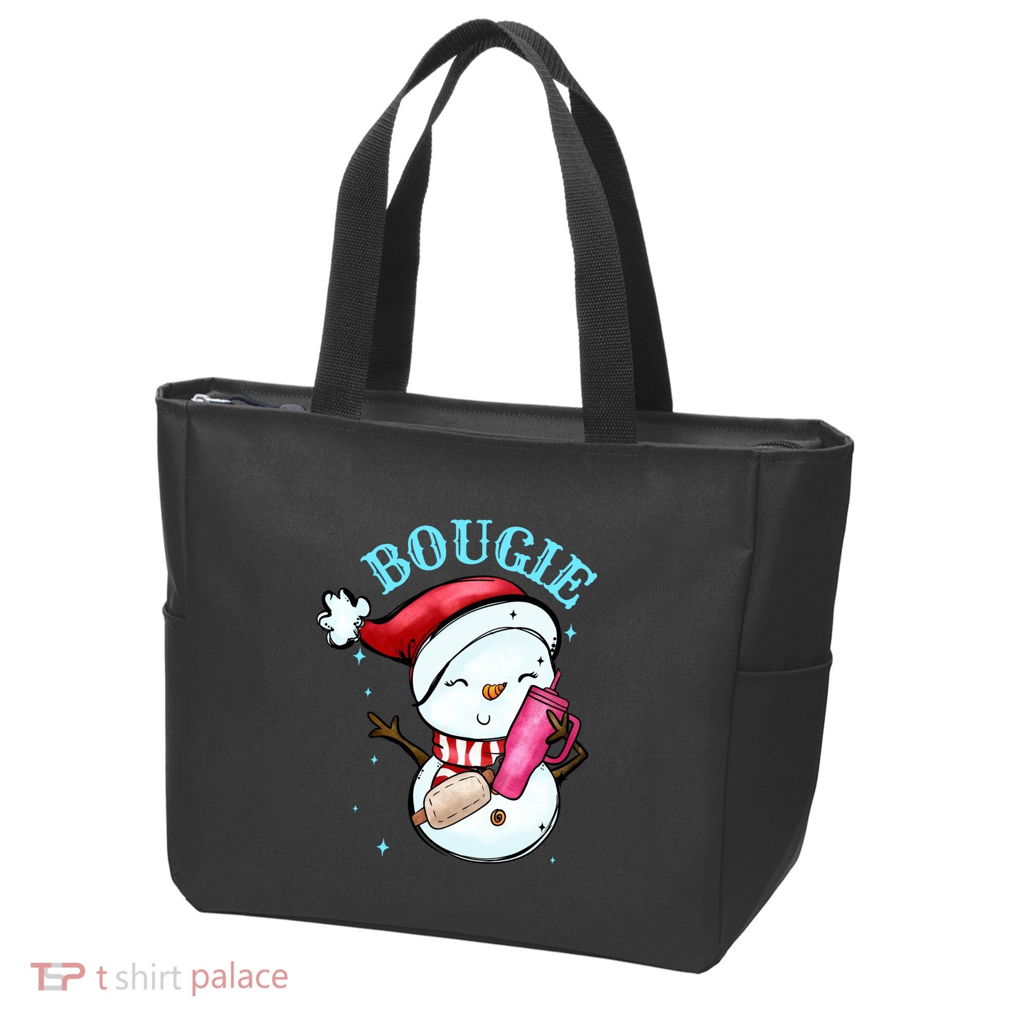 Bougie Snowman Holding A Tumbler Tote Bag
