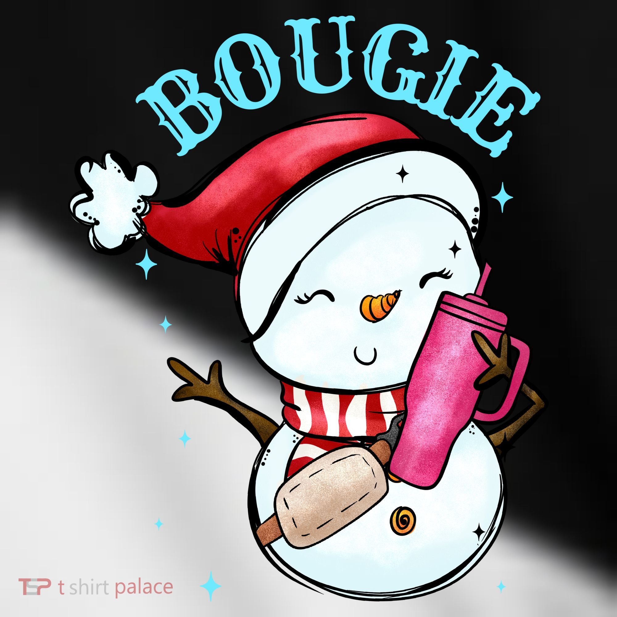 Bougie Snowman Holding A Tumbler Toddler Fine Jersey T-Shirt