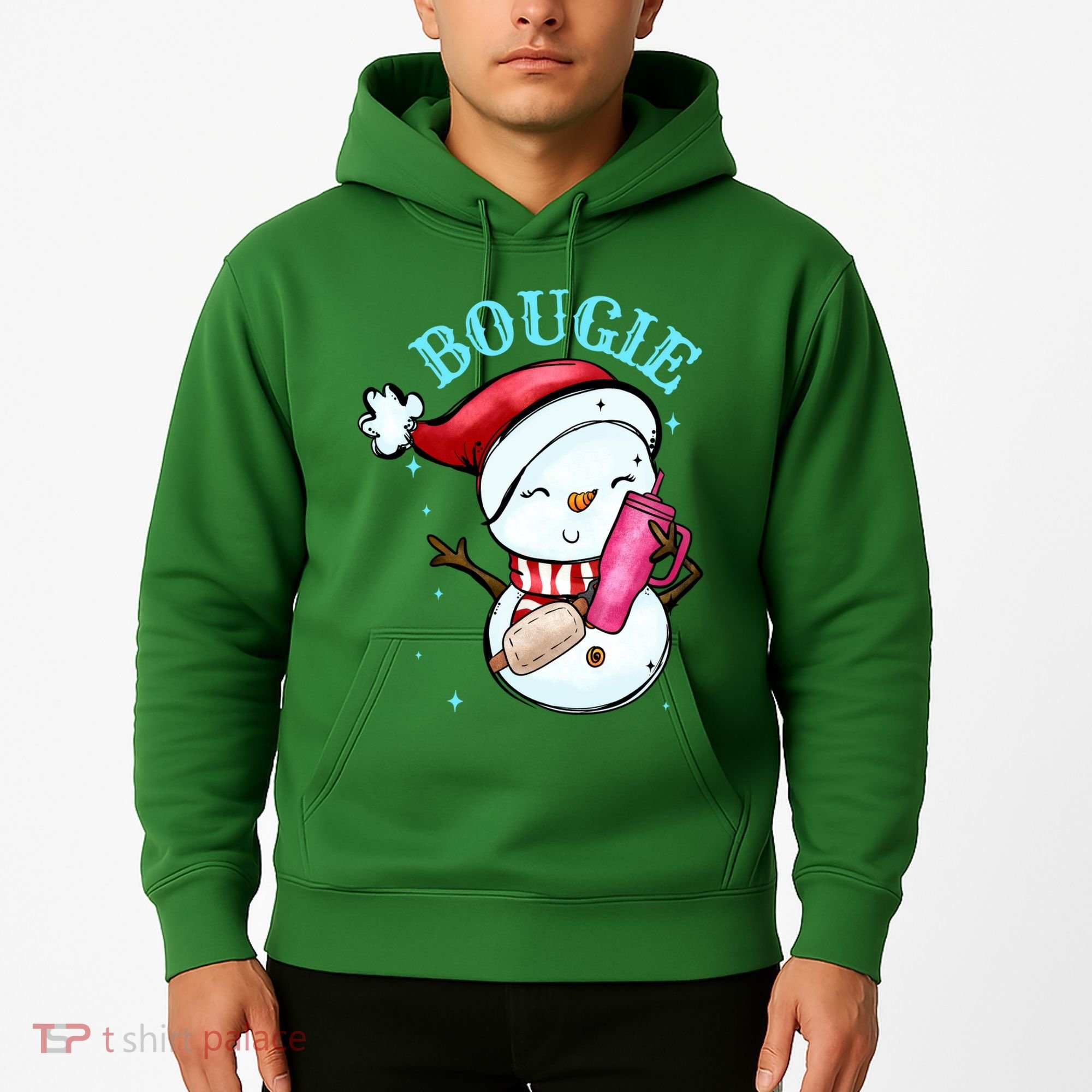 Bougie Snowman Holding A Tumbler Hoodie