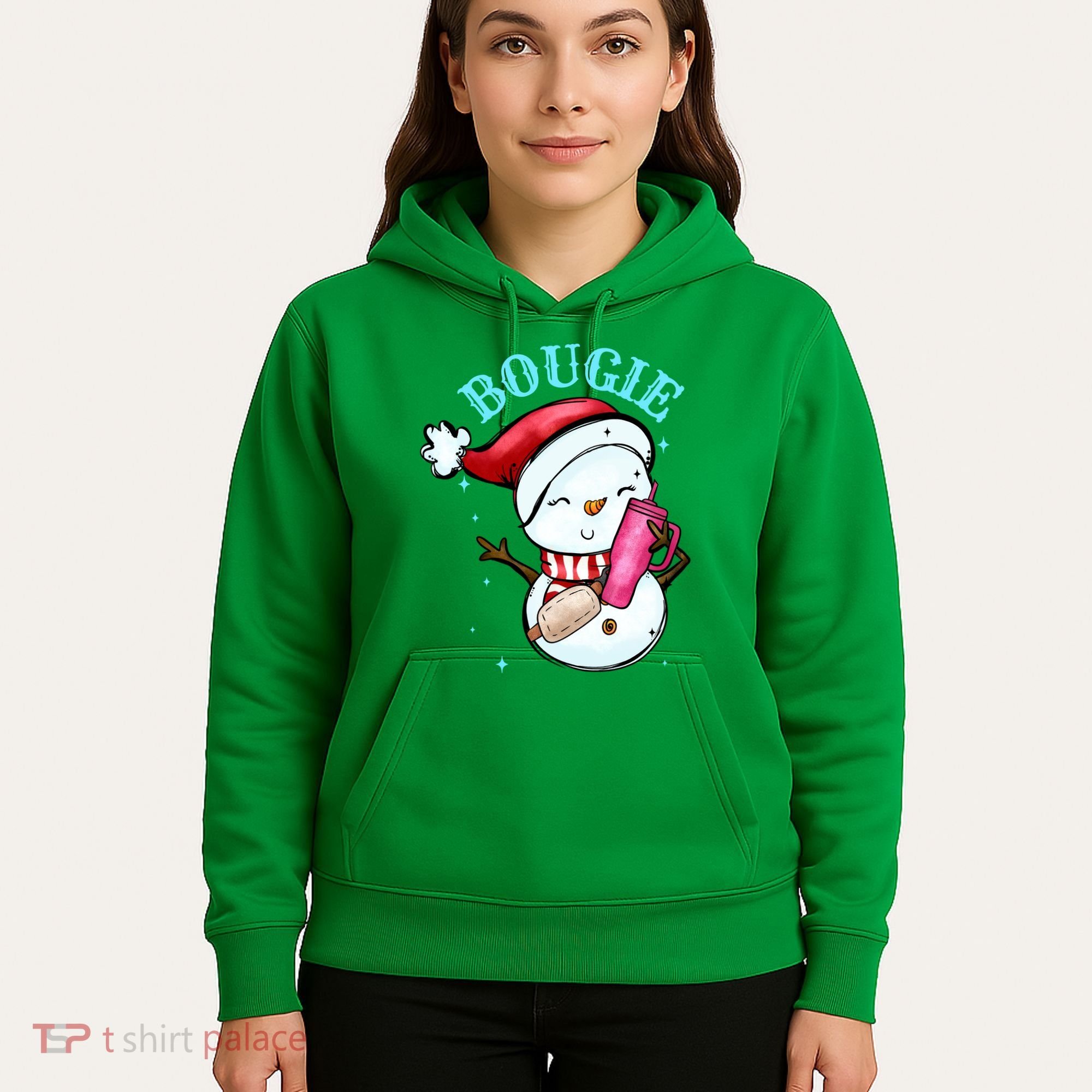 Bougie Snowman Holding A Tumbler Hoodie