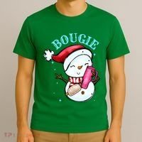 Bougie Snowman Holding A Tumbler T-Shirt thumb 3