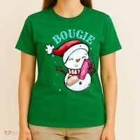 Bougie Snowman Holding A Tumbler T-Shirt thumb 4