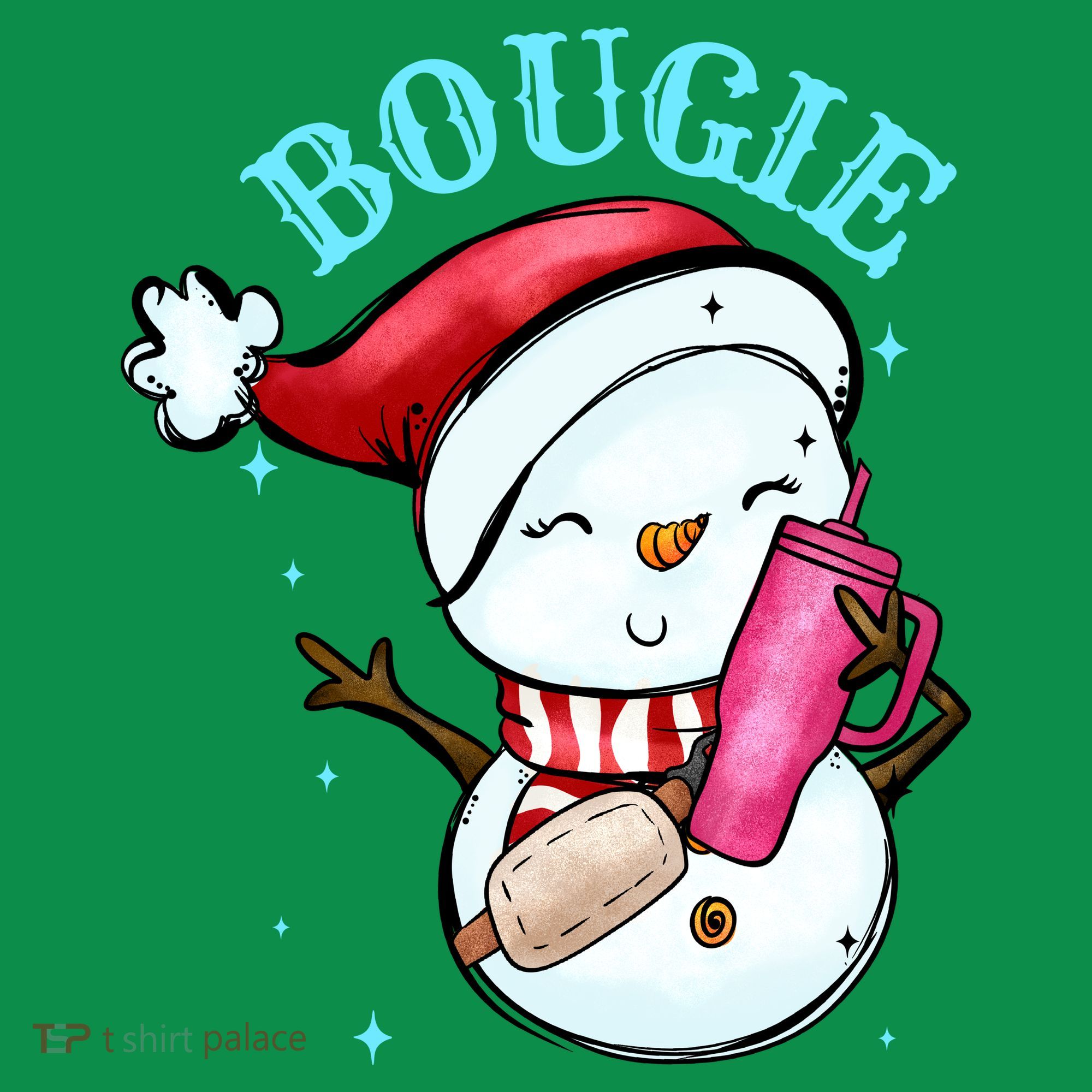 Bougie Snowman Holding A Tumbler Mousepad
