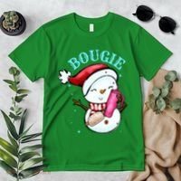 Bougie Snowman Holding A Tumbler Premium T-Shirt thumb 2