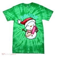 Bougie Snowman Holding A Tumbler Tie-Dye T-Shirt thumb 0
