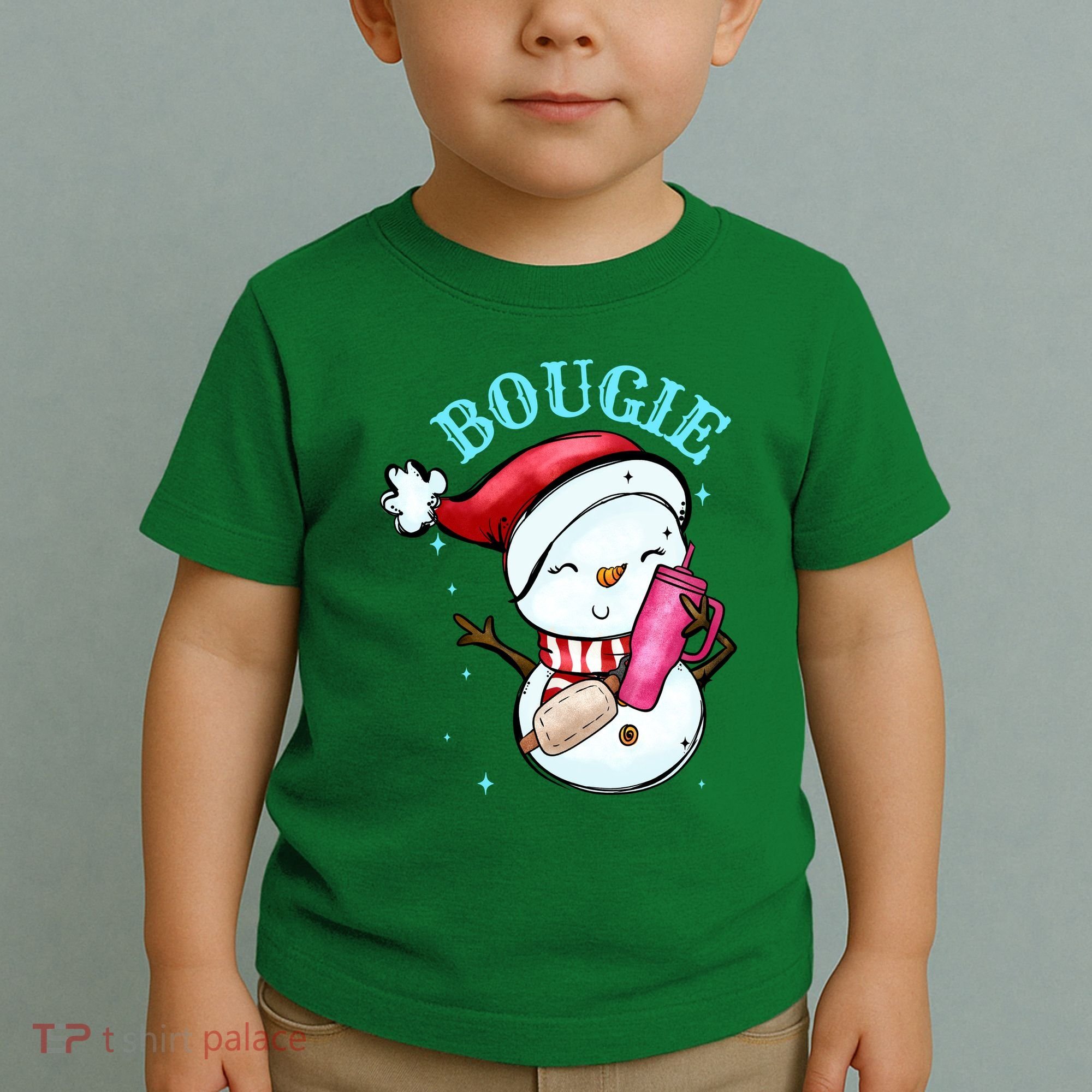 Bougie Snowman Holding A Tumbler Toddler T-Shirt