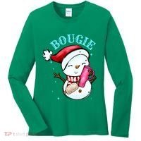Bougie Snowman Holding A Tumbler Women's Long Sleeve Shirt thumb 0