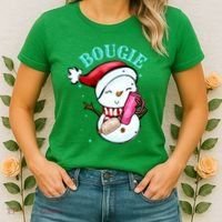 Bougie Snowman Holding A Tumbler Women's T-Shirt thumb 2