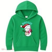 Bougie Snowman Holding A Tumbler Kids Hoodie thumb 0