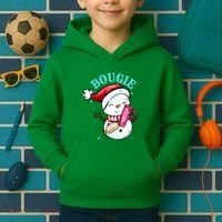Bougie Snowman Holding A Tumbler Kids Hoodie thumb 2