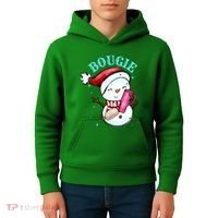 Bougie Snowman Holding A Tumbler Kids Hoodie thumb 4