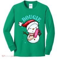 Bougie Snowman Holding A Tumbler Kids Long Sleeve Shirt thumb 0