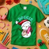 Bougie Snowman Holding A Tumbler Kids T-Shirt thumb 3