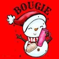 Bougie Snowman Holding A Tumbler Santa Hat thumb 1