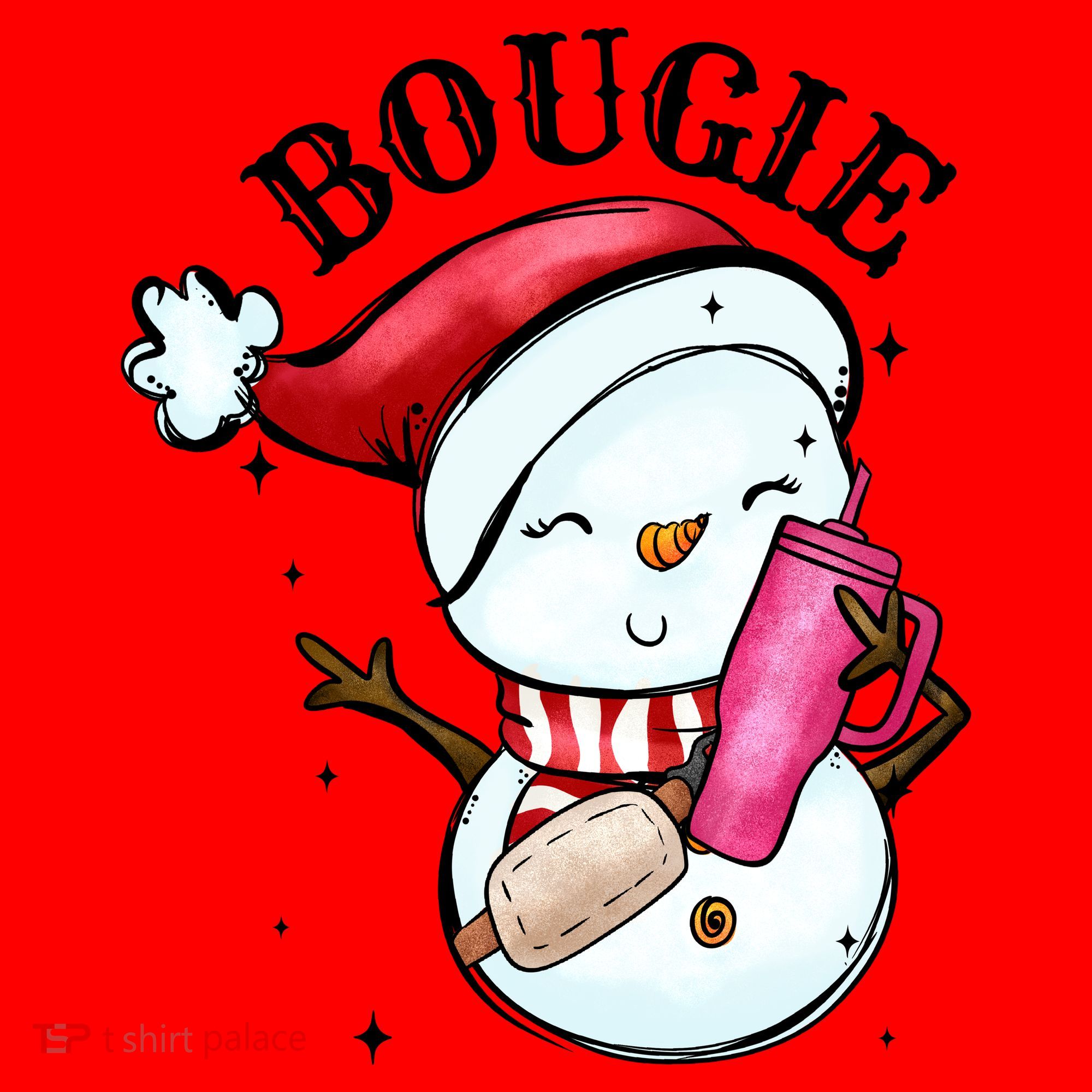Bougie Snowman Holding A Tumbler Santa Hat