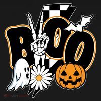 Boo Spooky Halloween Cute Flexfit Unipanel Trucker Cap thumb 2