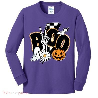 Boo Spooky Halloween Cute Kids Long Sleeve Shirt