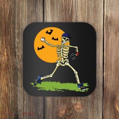 Baseball Skeleton Halloween Boy Baseball Halloween Coaster
