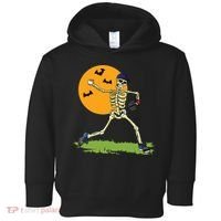 Baseball Skeleton Halloween Boy Baseball Halloween Toddler Hoodie thumb 0