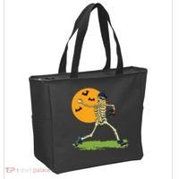 Baseball Skeleton Halloween Boy Baseball Halloween Tote Bag thumb 2