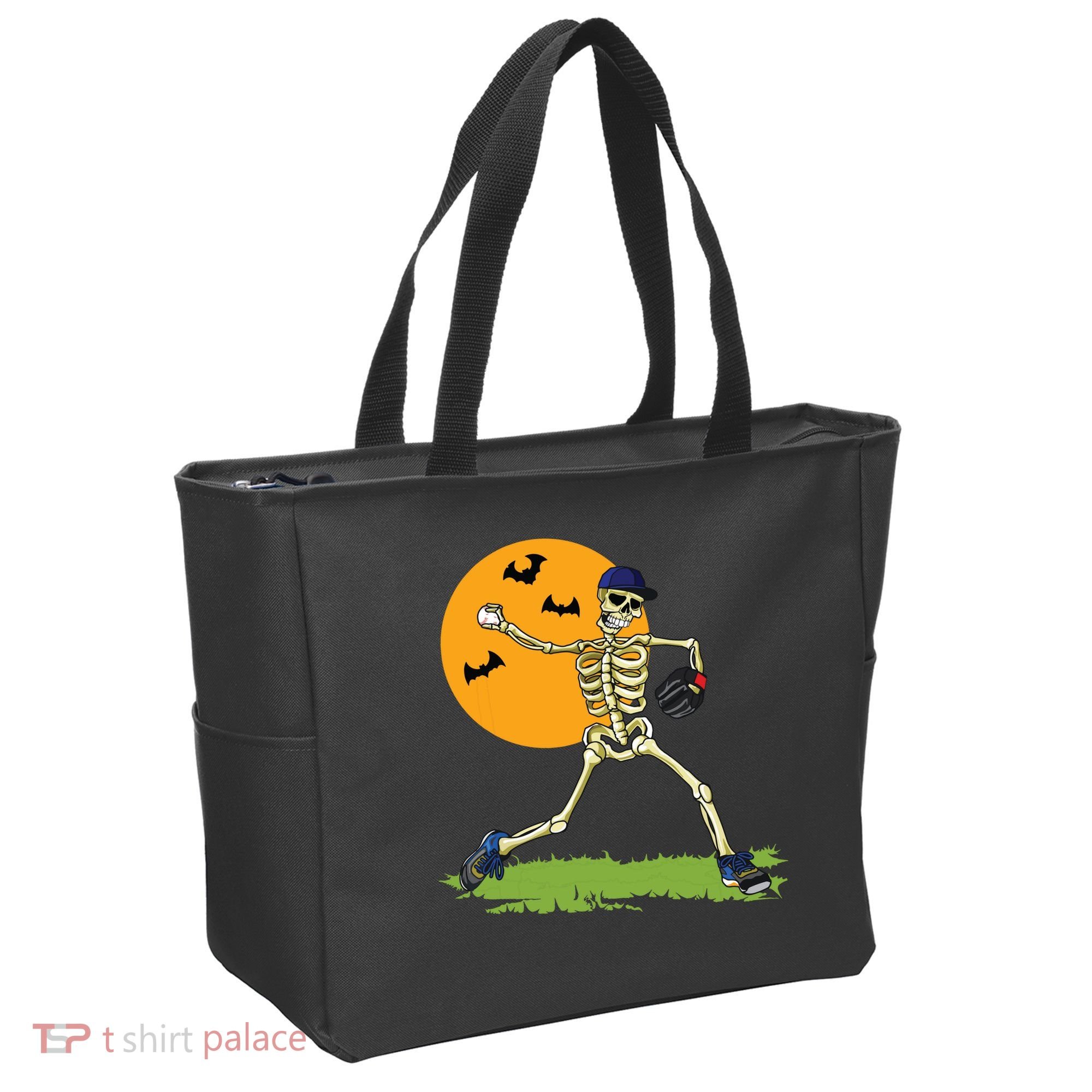 Baseball Skeleton Halloween Boy Baseball Halloween Tote Bag
