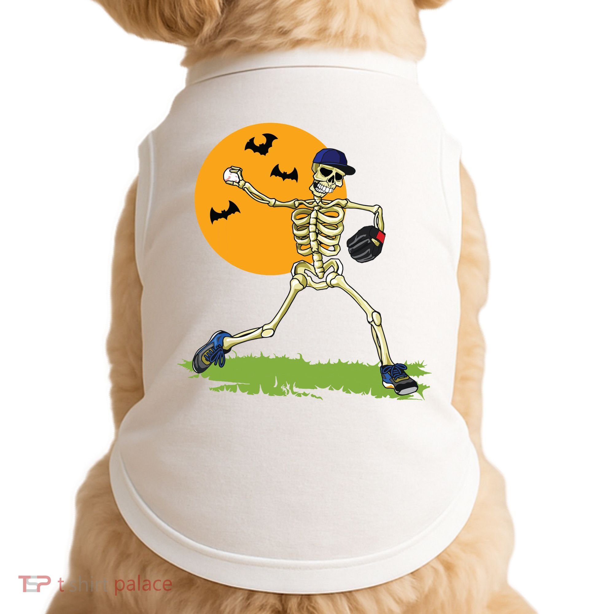 Baseball Skeleton Halloween Boy Baseball Halloween Doggie Tank