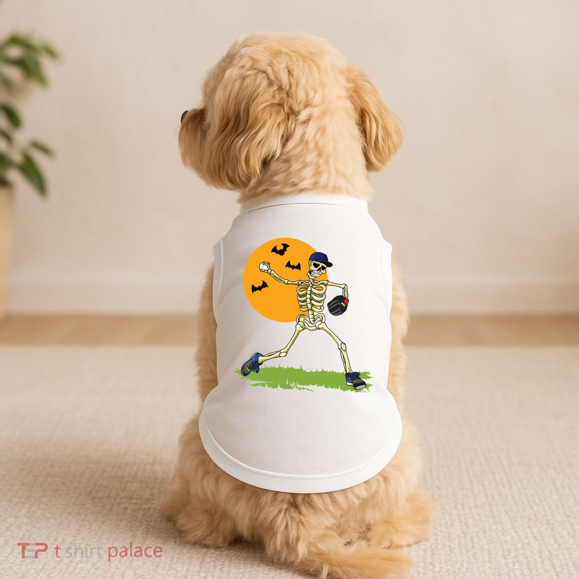 Baseball Skeleton Halloween Boy Baseball Halloween Doggie Tank