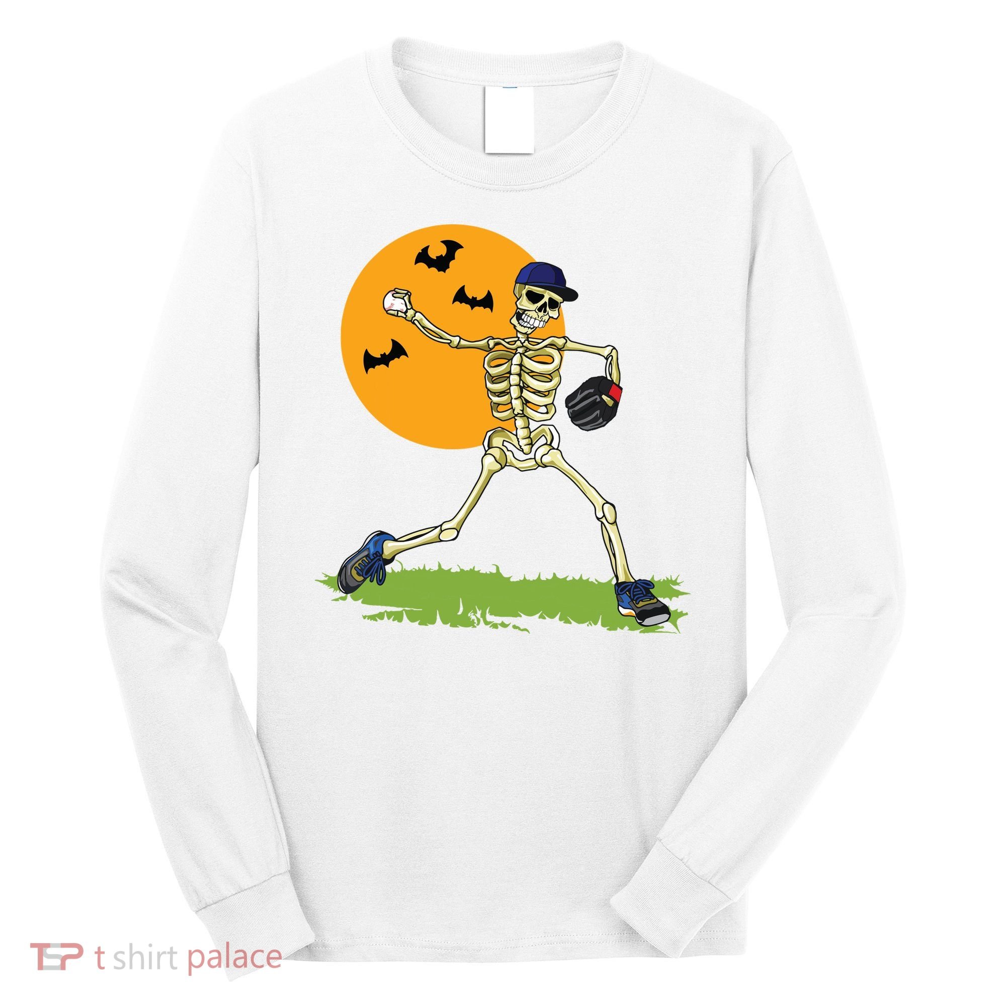 Baseball Skeleton Halloween Boy Baseball Halloween Long Sleeve Shirt