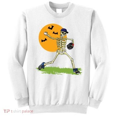 Baseball Skeleton Halloween Boy Baseball Halloween Sweatshirt