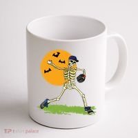 Baseball Skeleton Halloween Boy Baseball Halloween Coffee Mug thumb 1